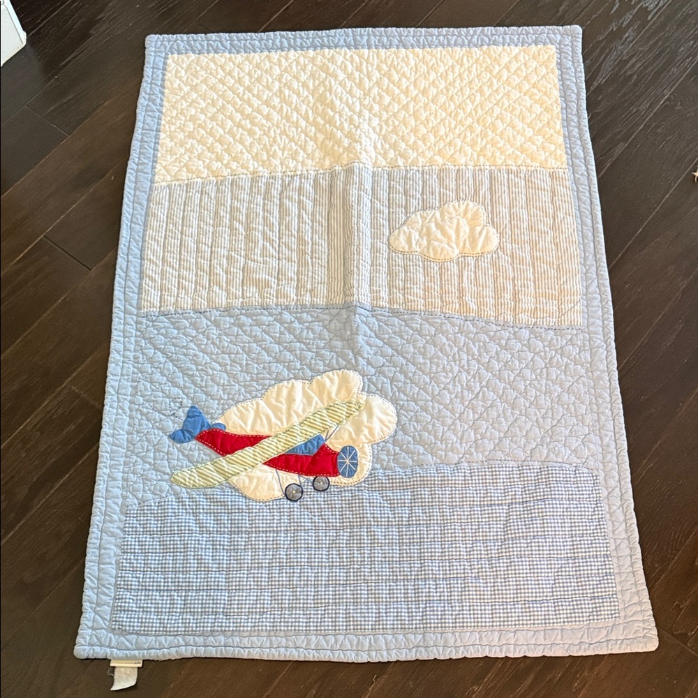 Pottery Barn Kids Airplane Quilt with Red and White Accents